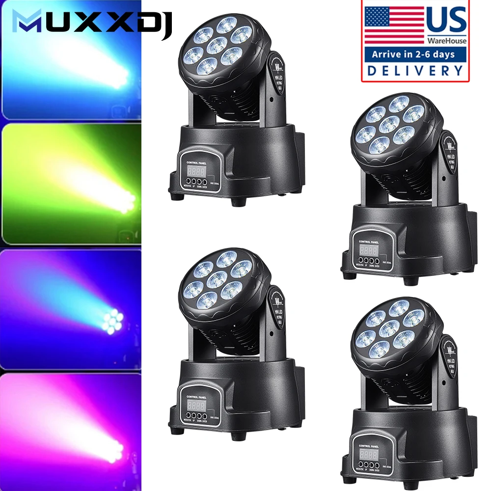 

MUXXDJ 70W LED Moving Head Light 4in1 RGBW Alien Stage Effect DMX512 Wash Light For Disco DJ Music Party Club