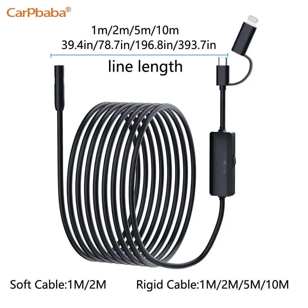 Carpbaba 300W Android Endoscope Inspection Camera 2 in 1 IOS Type-C Mini Camera for IOS iphone Waterproof Pipeline Borescope