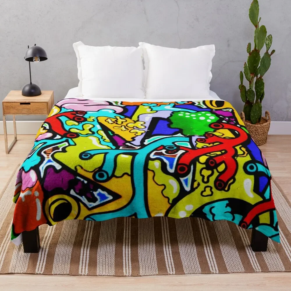 

Graffiti abstract with colorful tubes and biology artery funny colorful theme HD Throw Blanket Multi-Purpose Softest Blankets