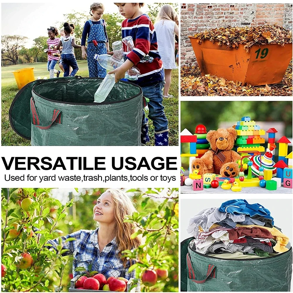 Large Capacity Garden Bag Reusable Leaf Sack Light Trash Can Foldable Waterproof Garbage Waste Collection Container Storage Bag