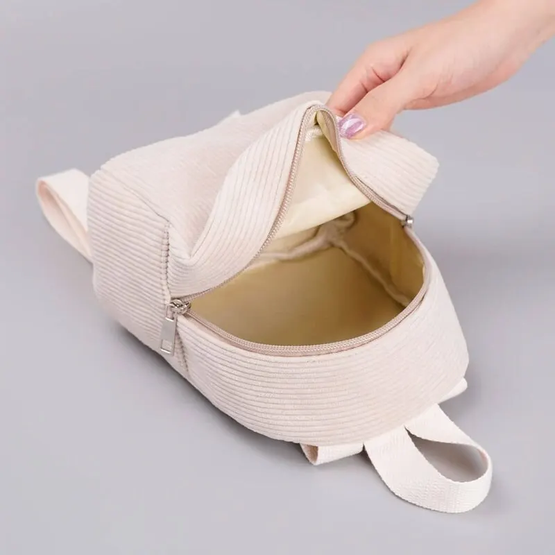 Mochila informal clásica de pana minimalista para niños, Mini bolso de viaje de alta calidad para mujer