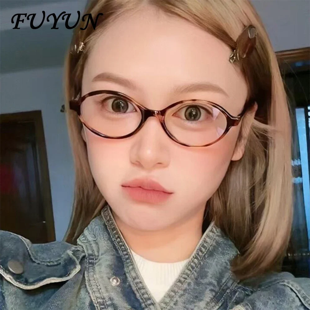 Leopard Oval Shaped Women Anti Blue Light Glasses Trendy Brand Designer Design Frame for Men Girl Neutral Literature Glasses