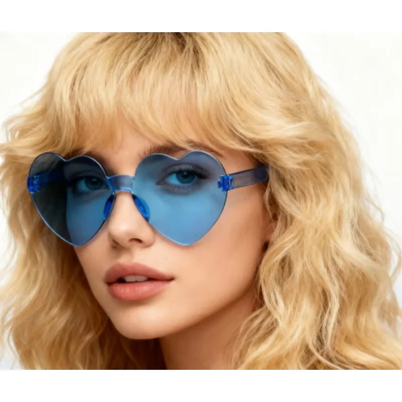 PESENAR Óculos de sol em forma de coração azul claro para o Dia dos Namorados: estilo misto com pingente doce