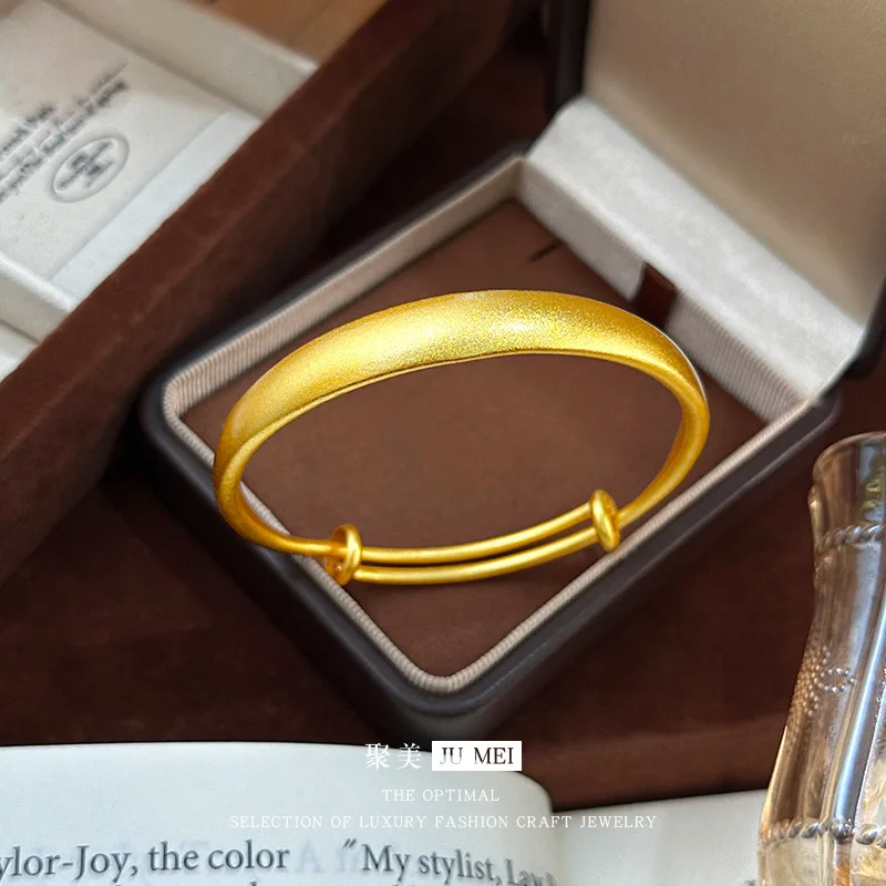 9999 24K real gold store same style women's gold bracelet with open mouth, fashionable gift for mom, exquisite jewelry