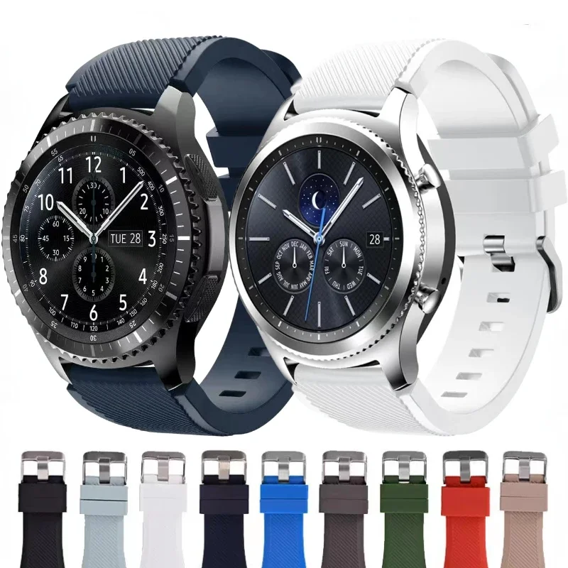 Ремешок силиконовый для Samsung Galaxy Watch 46 мм/Gear S3 Huawei Watch 3/GT2, сменный Браслет для Amazfit GTR4/Stratos3, 22 мм