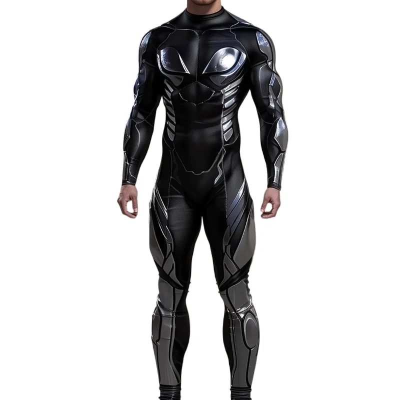 Halloween Cyberpunk Futuristischer Mechanischer Rüstungsanzug Krieger Cosplay Bodysuit Steampunk Kostüm Party Performance Herren Zentai