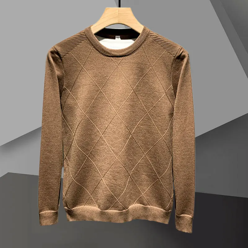 

Simple Solid Color Fall Round Neck Long Sleeve Sweater Luxury British Versatile Pullover Sweater Fashion Knitted Sweater For Men