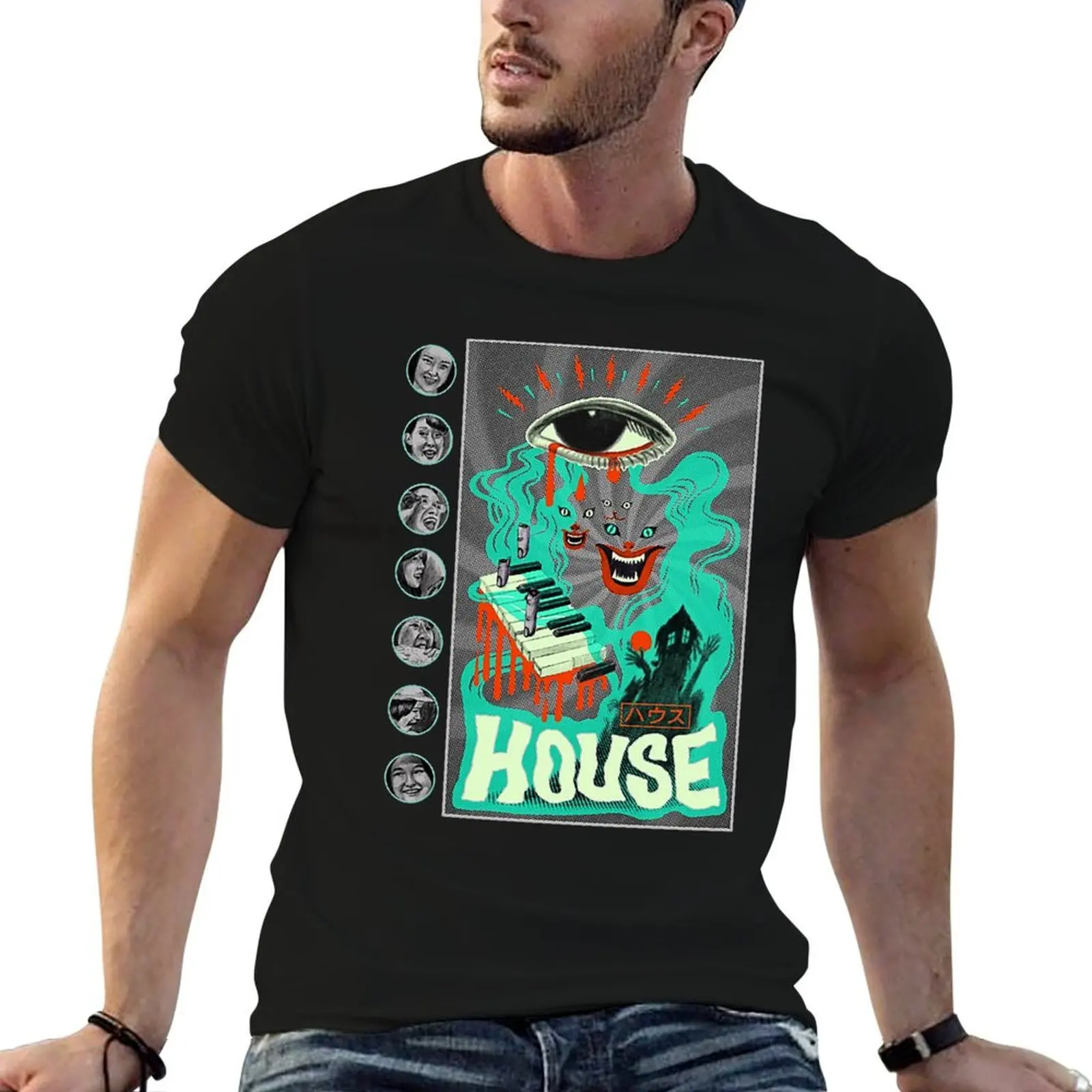 

Hausu T-Shirt anime t shirts oversize t shirt for man 100 percent cotton T-Shirt