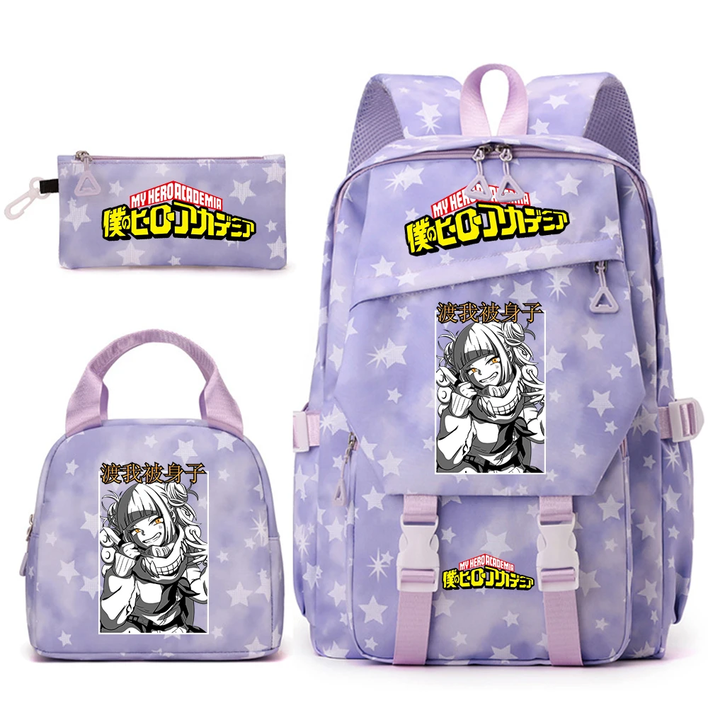 My Hero Academia Toga Himiko Print Student Backpack Lunch Bag Pencil Case Set for Girls School Supplies view 5