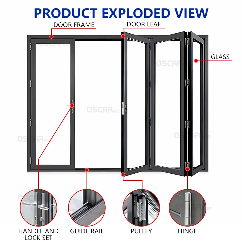 American Commercial And Household, Automatic Closing Sound Insulation Function, Stylish Modern Design, Folding Doo