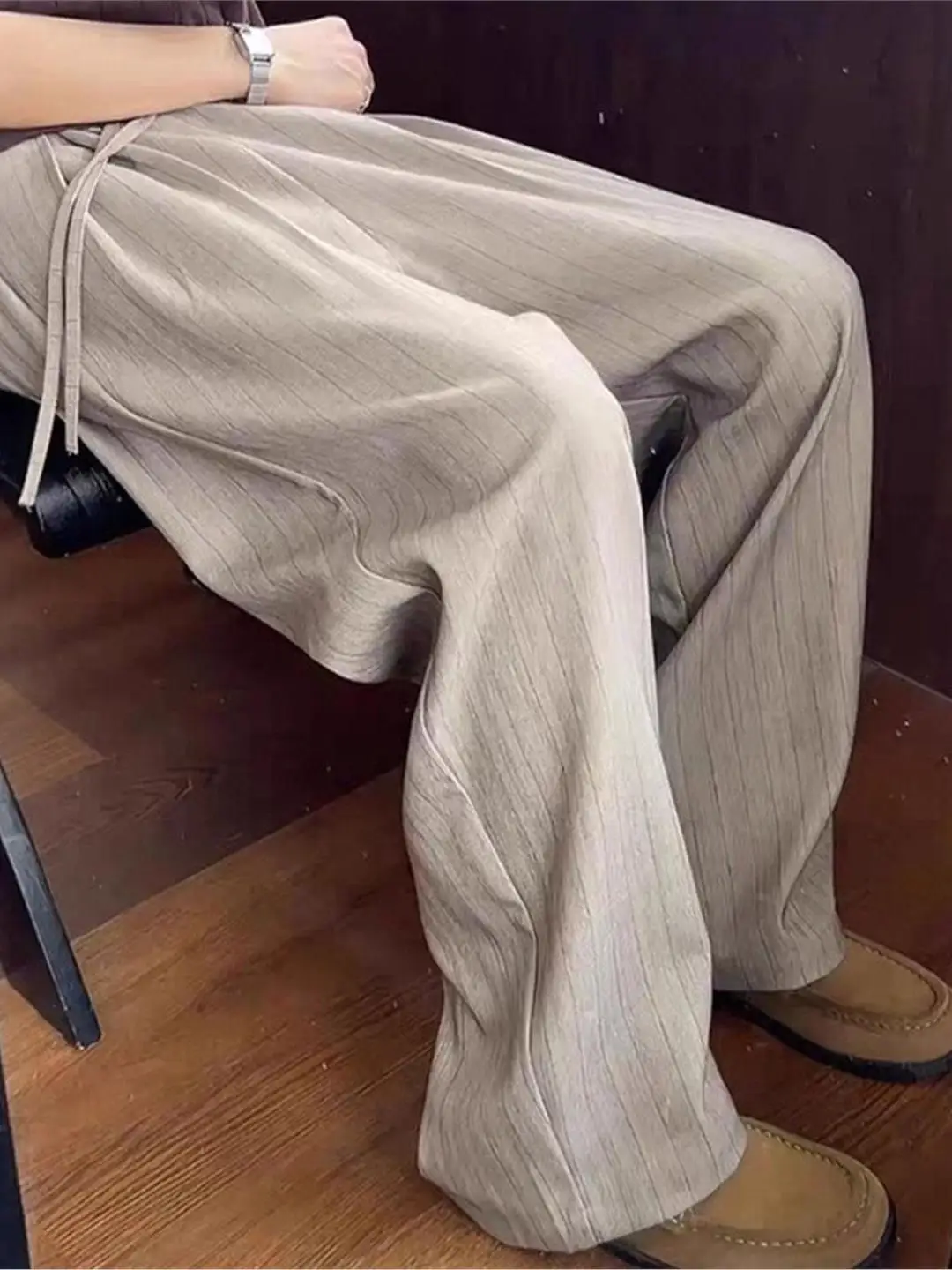 

Свободные широкие мужские повседневные брюки с полосатым узором, струящиеся, удобные, для ранней осени, молодежные, модные