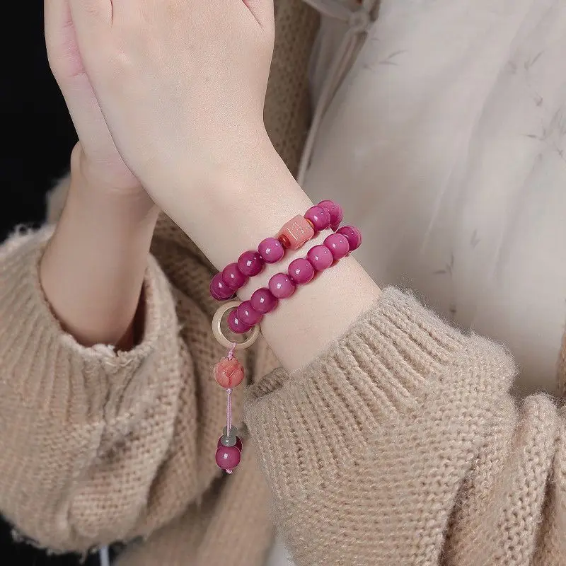 Wu Mei Zi Sauce Bodhi Bracelet Chinese Style All-match Women's Double Circle Small Handheld Hand String Wen Play Beads Rosary