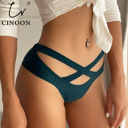 CINOON Hollow Out Lingerie Sexy Ice Silk Panties Women Elasticity Underwear Temptation Pantys Low waist G String Underpant