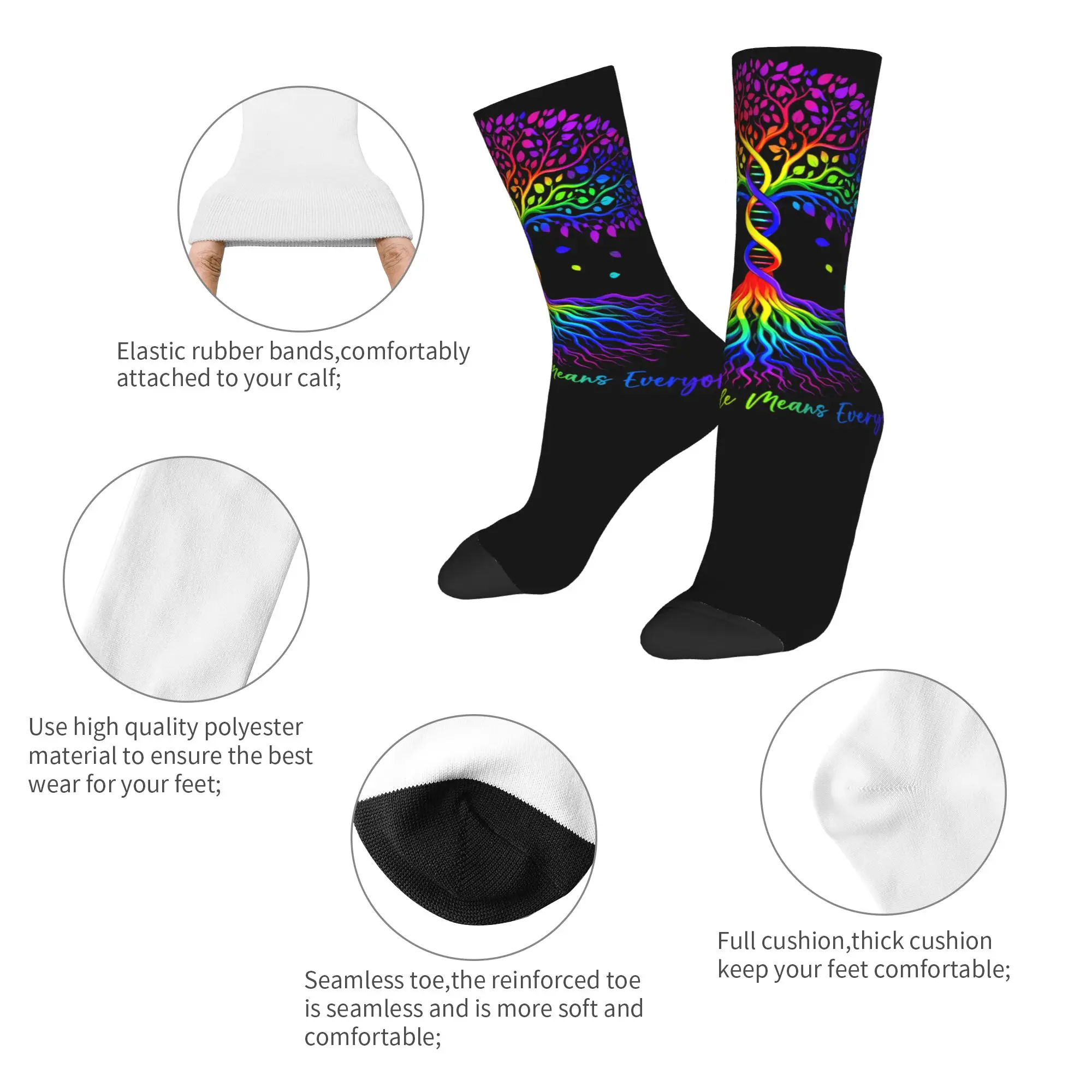 Cool Tree Life Rainbow LGBT Gay Pride Flag Ally Football Socks  Polyester Long Socks for Women Men Sweat Absorbing