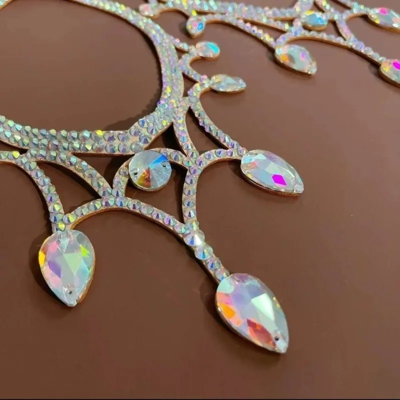 Collier de performance en daim personnalisé, accessoires de performance de danse du ventre, collier exclusif de concours de danse latine