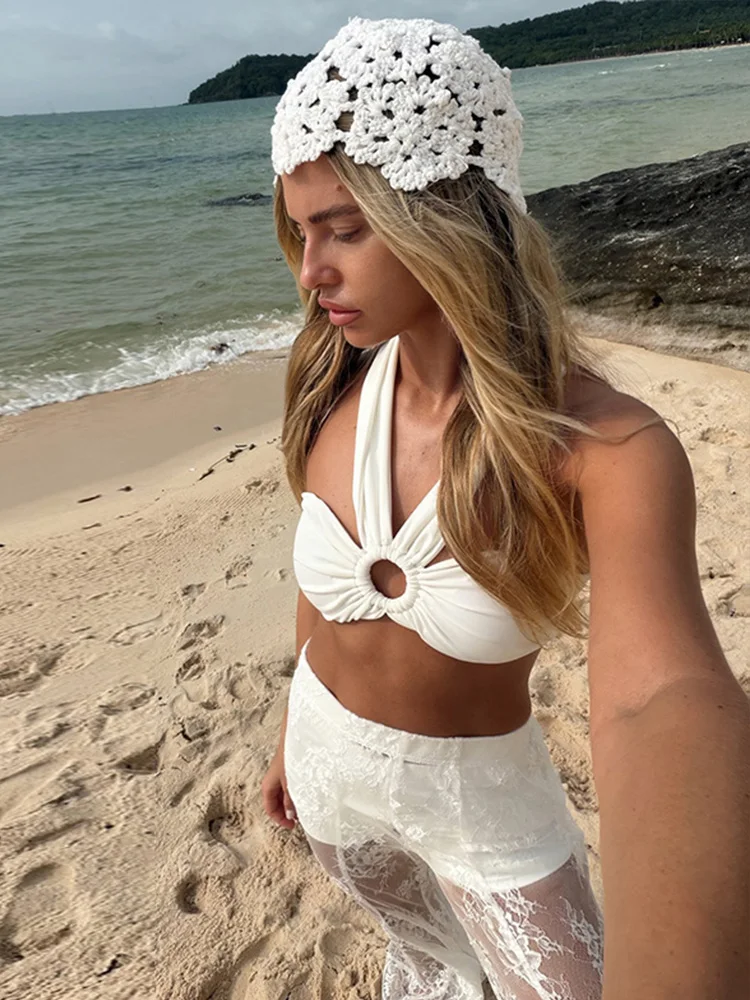 V-Ausschnitt Spitze Patchwork Meerjungfrauen-Mäntel Mesh-Hosenanzüge Damen Sexy Langarm Einreihige Schlanke Jacken Schlaghosen Neue Sets – Detail 20