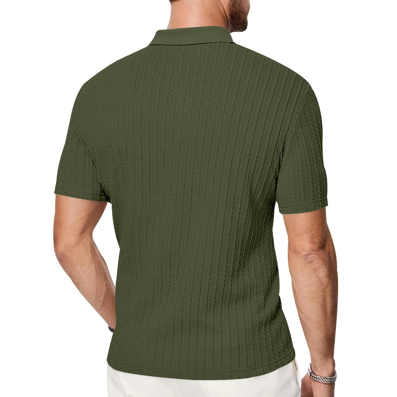 Europäisches und amerikanisches Sommer-Herren-Polohemd mit lockerem Jacquard-Strickmuster, geknöpft, kurzärmelig, auf Lager – Detail 35