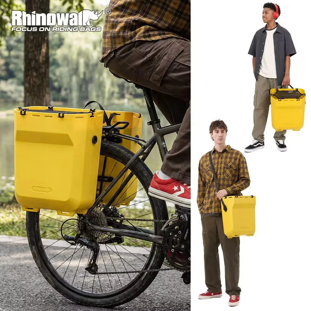 Rhinowalk Bicycle Side Box 20L Bike Cycling Storage Basket With UFO Buckle System Mesh Bag Easy Carry Handbag Crossbody Pack