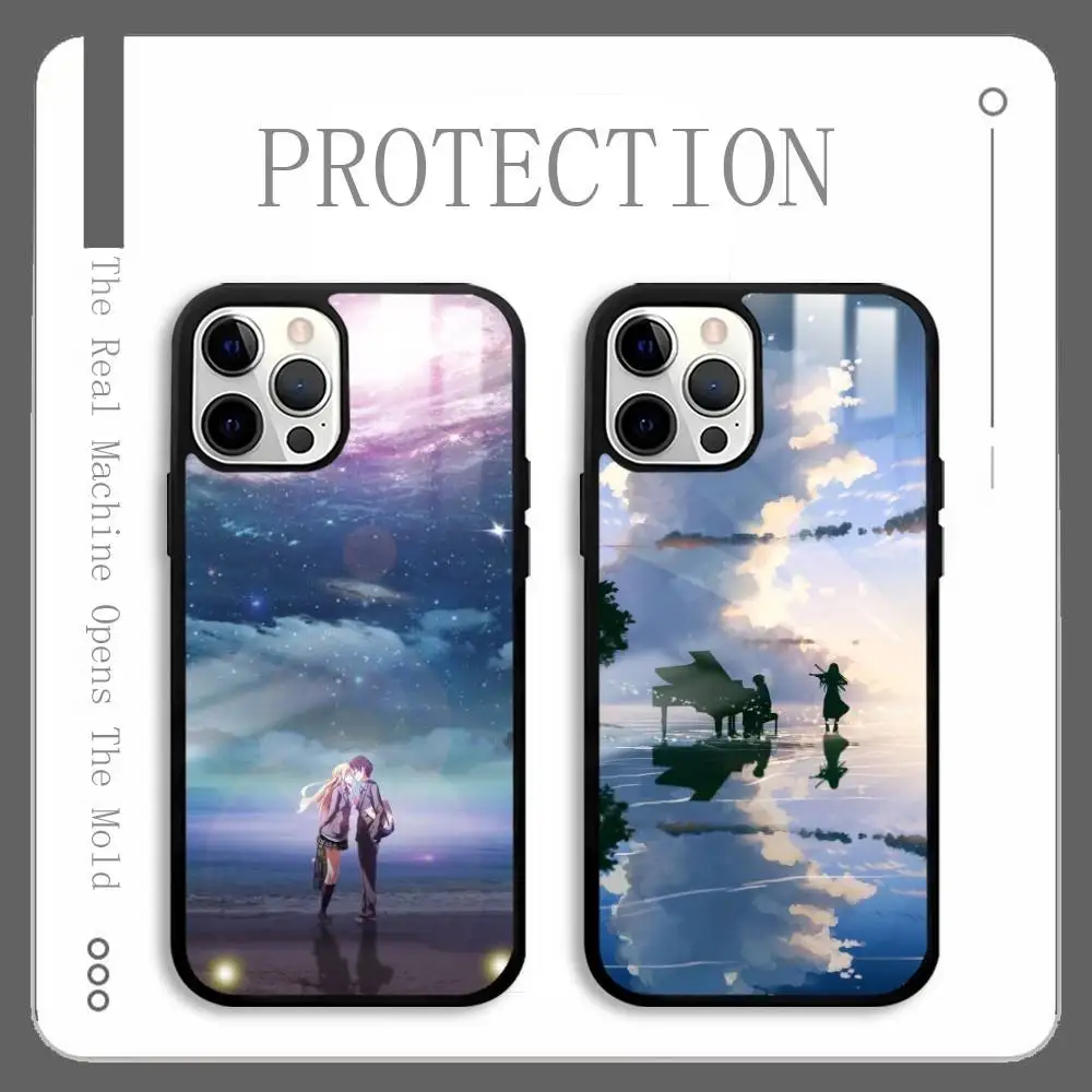 

Anime Your Lie In A-Aprils Love Phone Case For IPhone 16 15 14 13 12 11 Pro Max Plus Mini Plus Hard Mirror Surface Protect Funda