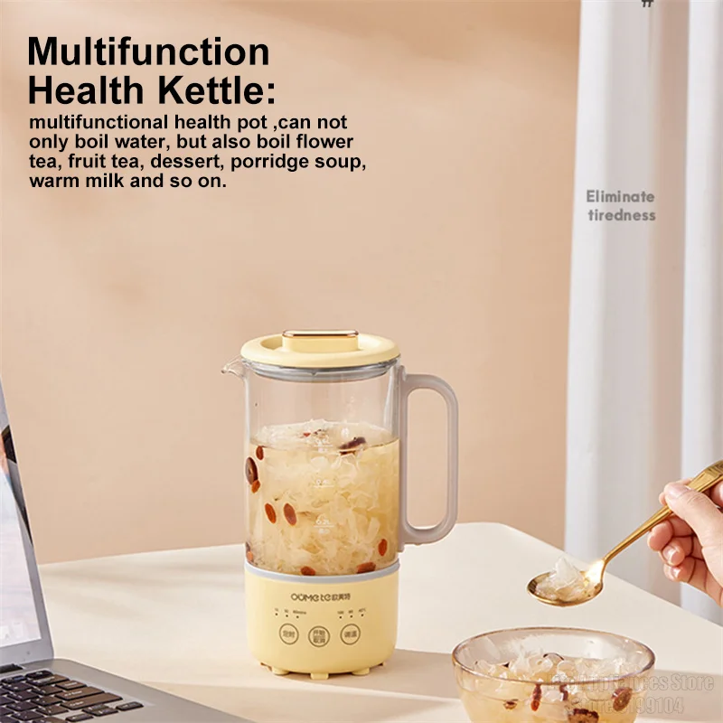 600ml Electric Kettle Household Multifunction Health Kettle Pot 3 Gears Temperature Adjustable Time Setting Flower Tea Dessert