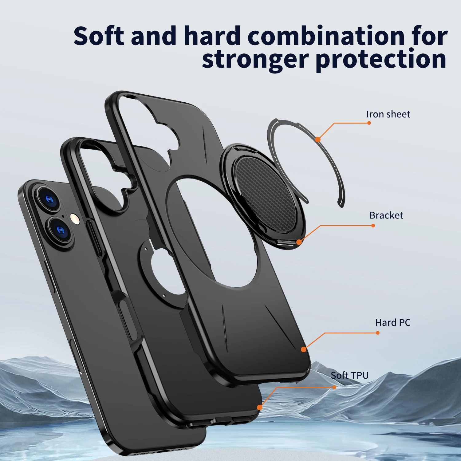 Casing Pelindung Hybrid TPU PU untuk Iphone 17 Pro Max 16 15 17 Air 14 Plus 12 13 Pro Iphone17 Iphone16 Iphone15 dengan Stand