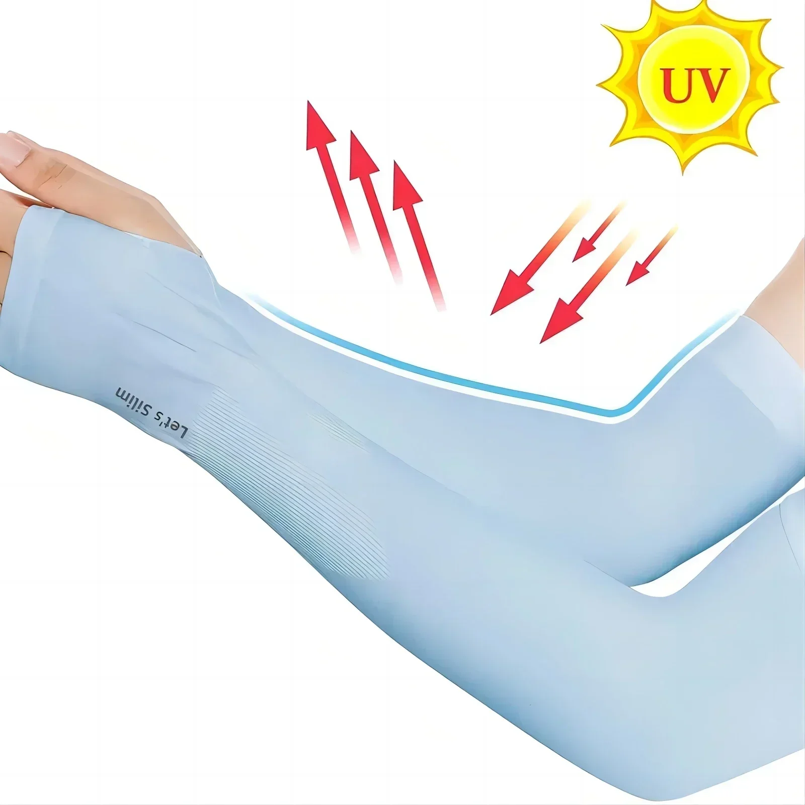 1 par de fundas de protección solar de seda de hielo para brazos, cubierta de codo Unisex para ciclismo al aire libre, correr, pescar, conducir, mangas de brazo Anti-UV frescas