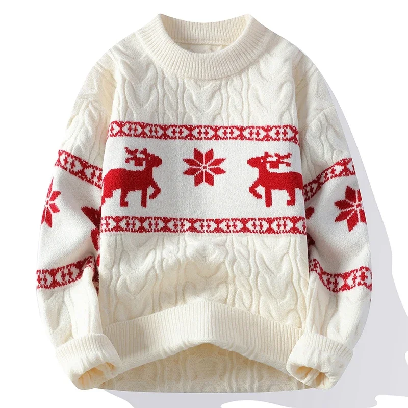 Winter Sweater 2024 New Fall Men Thick Warm Mens Sweaters With Deer Korean Harajuku Christmas Jumper