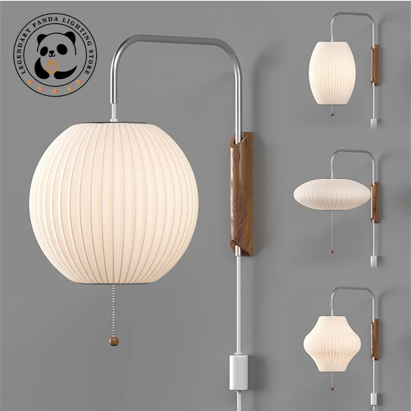 Bubble Wall Light Design Japanese Rotating Light Fixture Hand Woven Silk Sconces Hallway Decorative Bedside Bedroom Reading Lamp