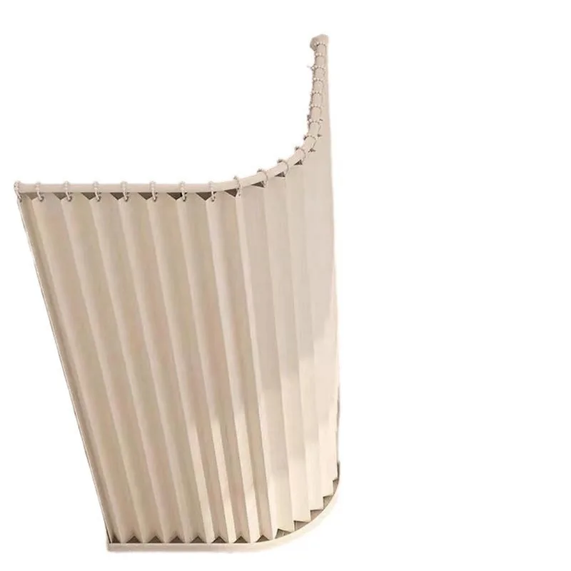 

Folding shower curtain magnetic suction set non-punching bathroom tarp toilet curved shower wet and dry separation