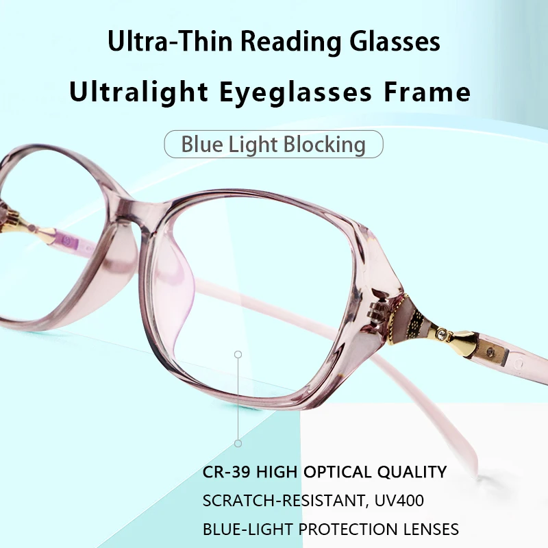 

Ultra-light Reading Glasses Anti Blue Ray Anti-fatigue for Women, Lightweight TR90 Frame, Blue Light Blocking Presbyopia Eyeglas