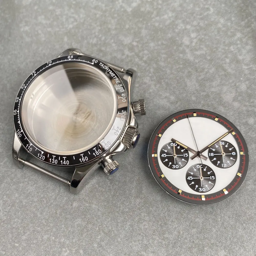 38mm Chronograph Multifunction Stainless Steel Rose Gold Fit VK63 VK64 Quartz  Watch Case Dial Sapphire Crystal Ceramics Bezel