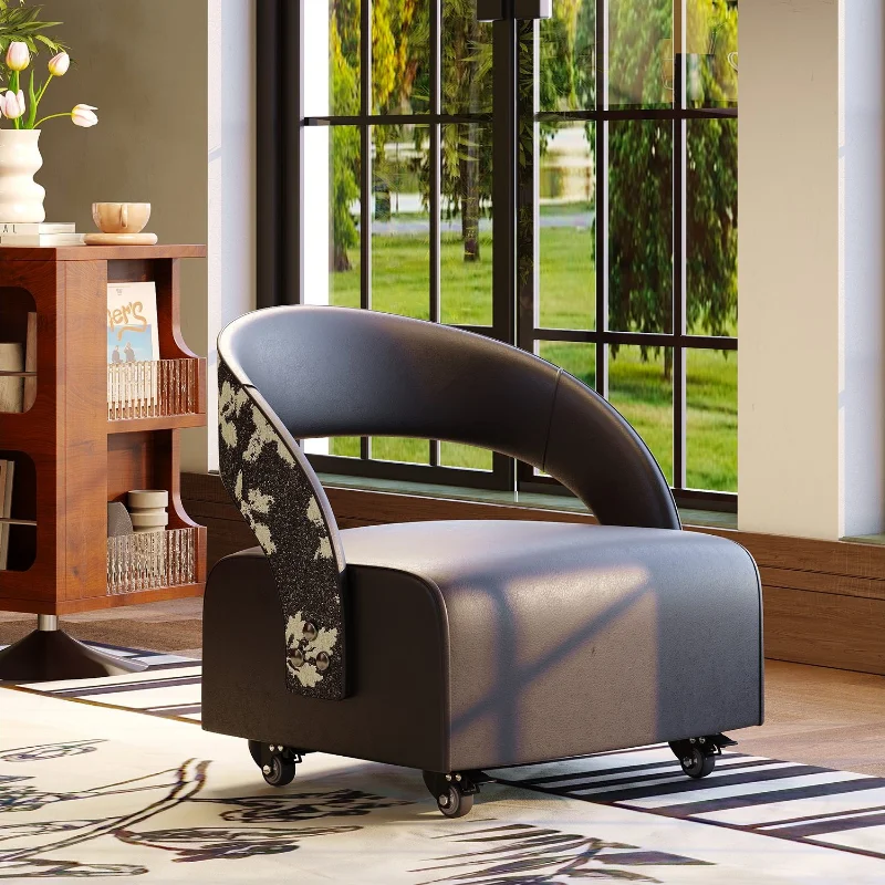 Universal Wheel Stool, Household Bench, Silent Caster, Movable Low Stool, Living Room Sofa Stool with Backrest, Beanbag Chair
