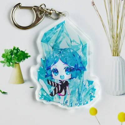 Land of the Lustrous Acrylic Cartoon Anime Pendant Keychains Holder Car Key Chain Key Ring Phone Bag Hanging Gifts 6CM