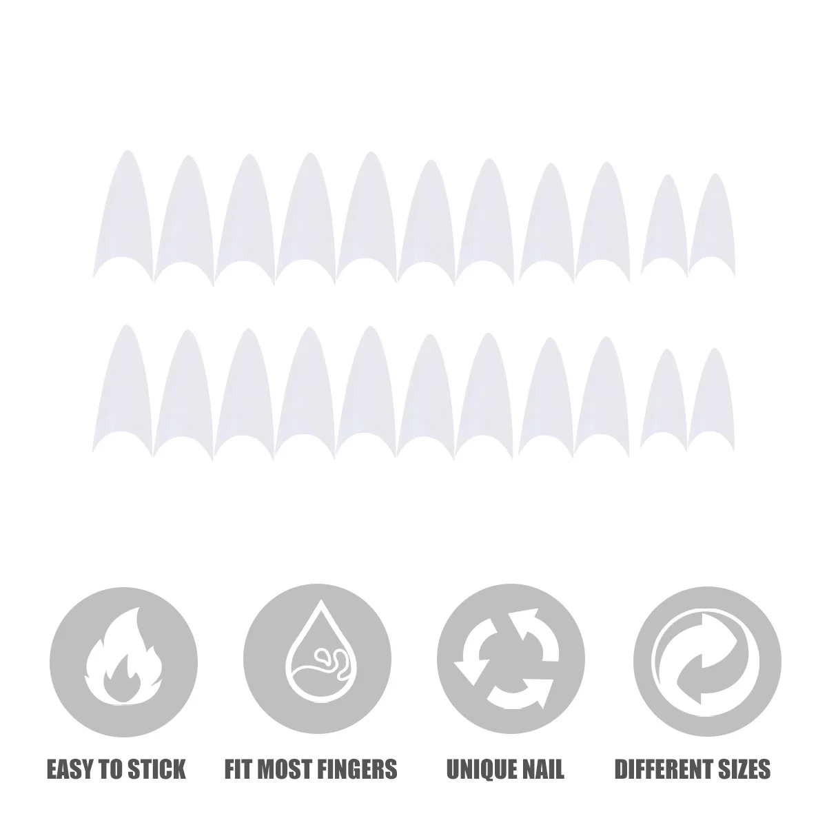

500Pcs Stiletto Nail Tips Plastic Nail Cover Clear Nail Tips For Artistic Nail Decoration