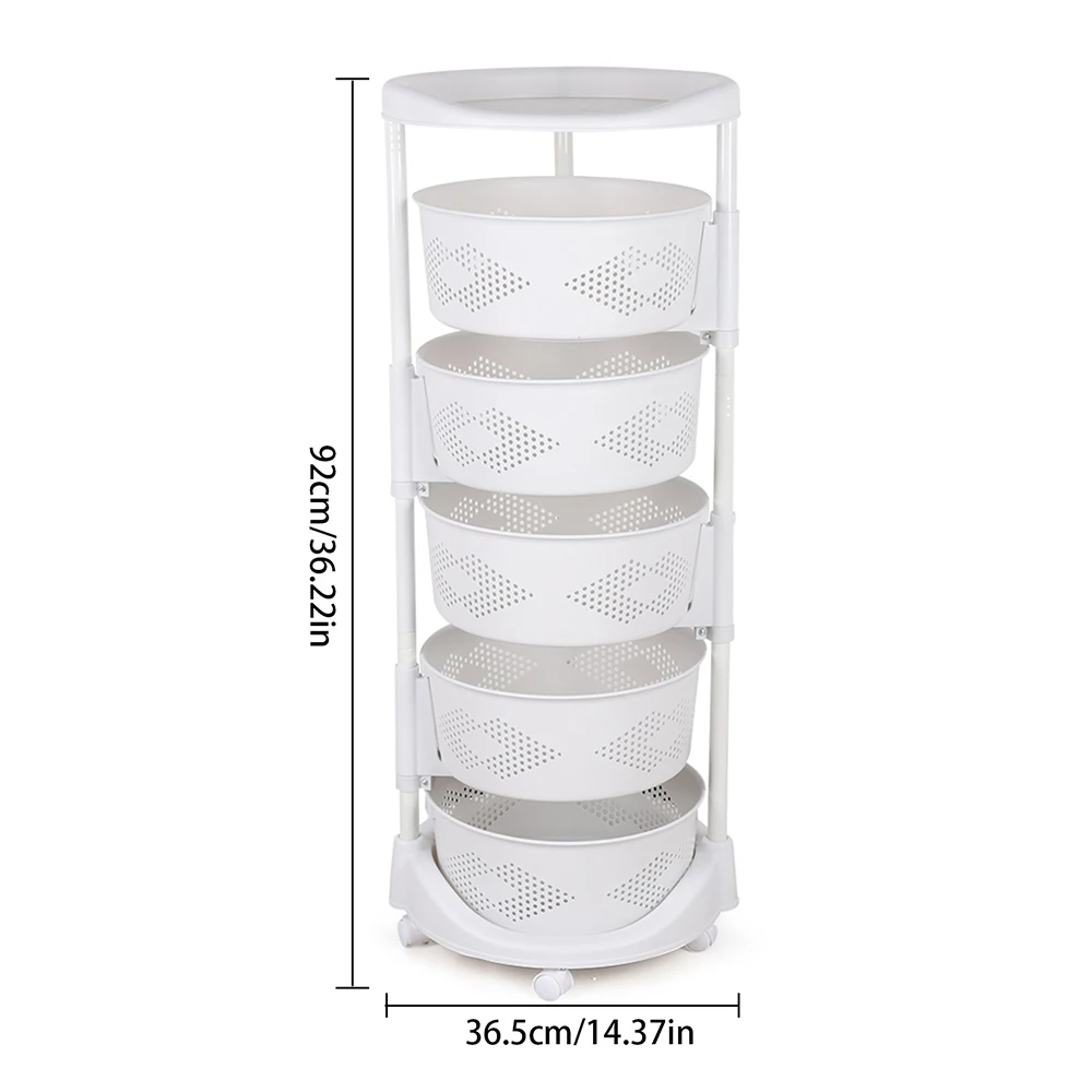 Kitchen Cupboard Shelf, 5-Tier PP Organizer with Large Capacity Baskets, Moisture-proof and Anti-insect Design