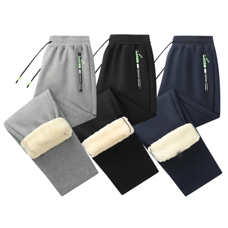 

Cross-border anti-theft zipper pants for men, lamb fleece autumn/winter sporty casual pants, men's best-selling lined pants 2025