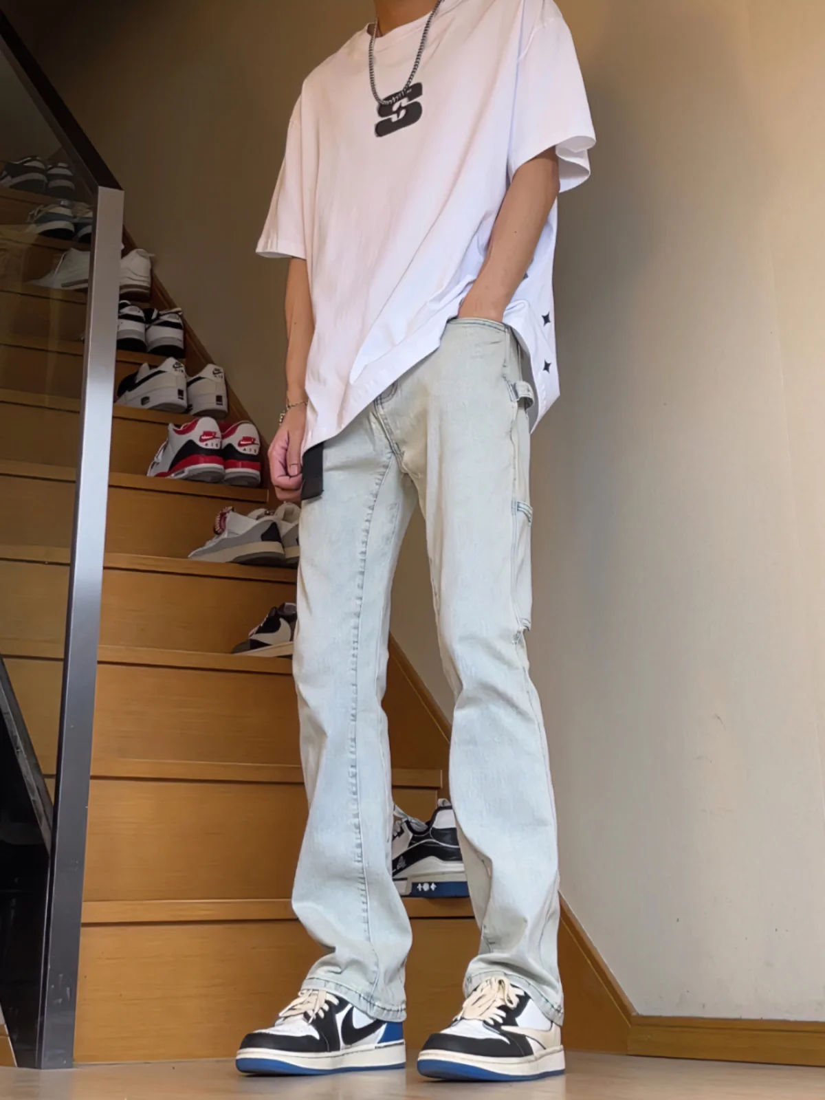 

Джинсы прямого кроя Slim Fit для мужчин, весенне-осенние, тонкие, в американском стиле High Street, повседневные длинные брюки, большие размеры, износостойкие