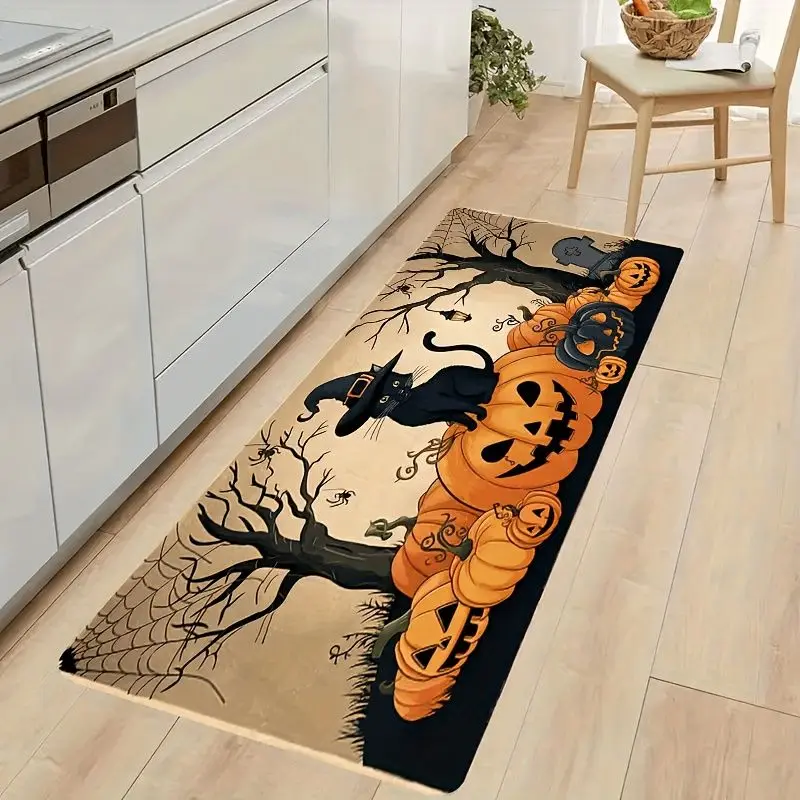 Spooky Halloween Kitchen Mat Non Slip Washable Entryway Rug Dining Room Hallway Party Home Decor Festive Floor Carpet