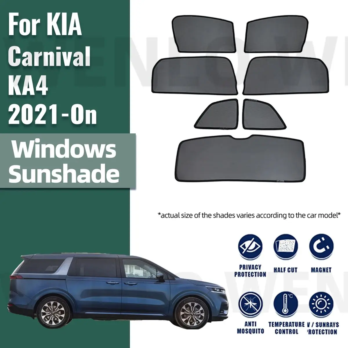 Para kia carnaval ka4 2021 2022 2023 2024 magnético carro pára-sol viseira dianteiro traseiro pára-brisa quadro cortina janela lateral sombra de sol