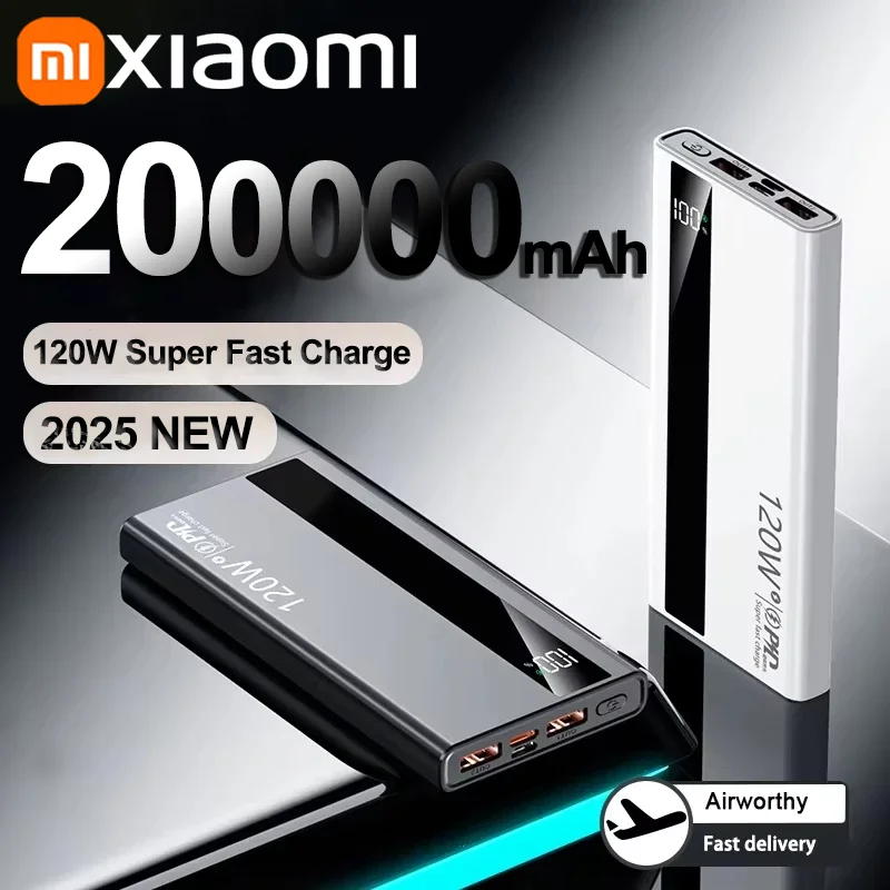 Xiaomi 200000mAh Power Bank 120W Fast Charging High Capacity Portable Battery Charger Moblie Powerbank For iPhone Samsung Huawei