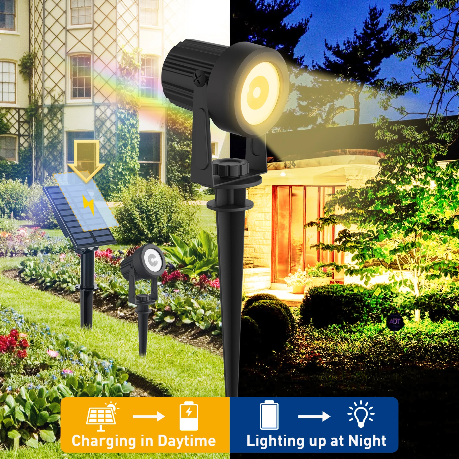 2PCS Super Bright Solar Spotlight Solar LED Light Outdoor IP65 Waterproof 3000K/6000K Solar Lamp For Garden Decor Solar Light