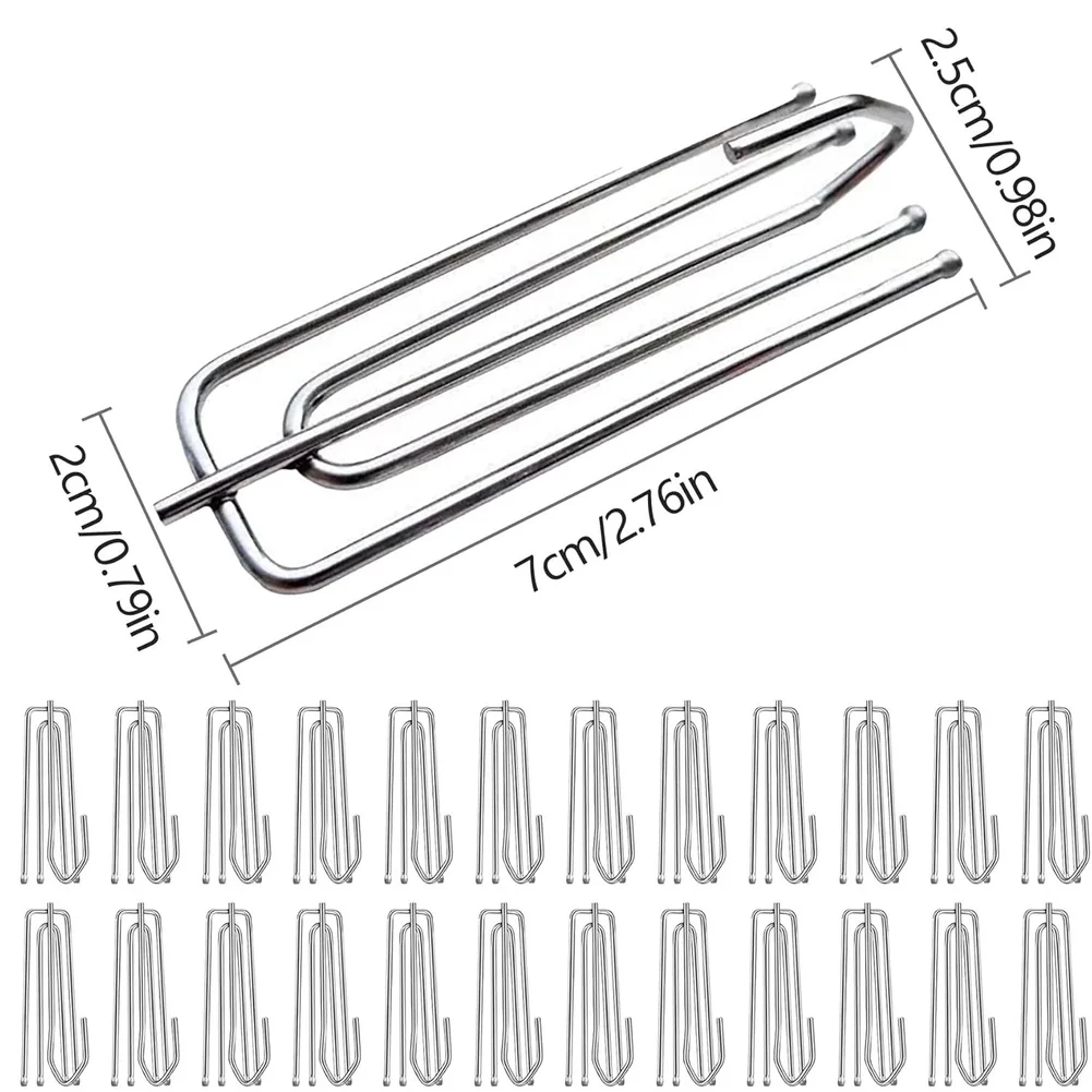 Modern Silver Metal Curtain Hooks Stainless Steel Drapery Rings for Windows 40 50 60 150 Pieces Set Home Decor