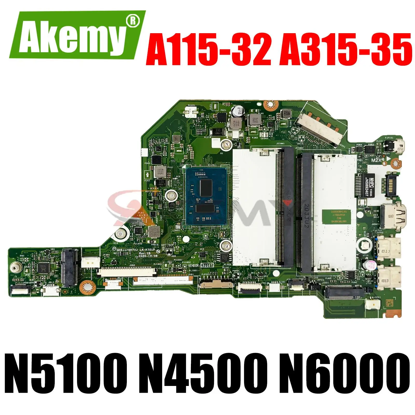 

GH5JJ GH711 LA-K701P Mainboard For Acer Aspire A115-32 A315-35 Laptop Motherboard With Celeron N5100 N4500 N600 DDR4 100% test