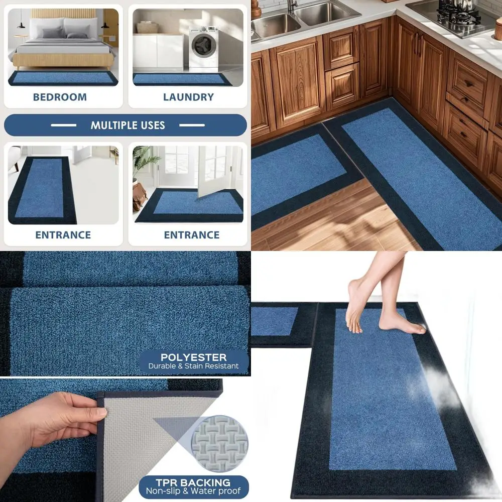 

Machine Washable Runner Rugs Set, 24x36 & 24x60, Non-Slip Kitchen Mats, Absorbent Floor Rugs for Entryway, Kitchen, Bedroom, Hal