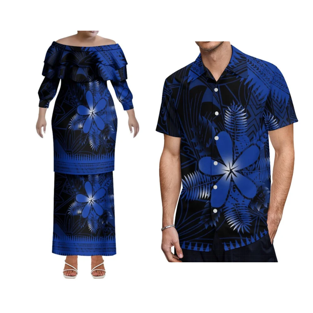 Damska Lekka Wąska Sukienka Rybka z Możliwością Personalizacji Polinezyjska Samoa Hawaje Falbanka Dekolt Tropikalny Nocny Resort