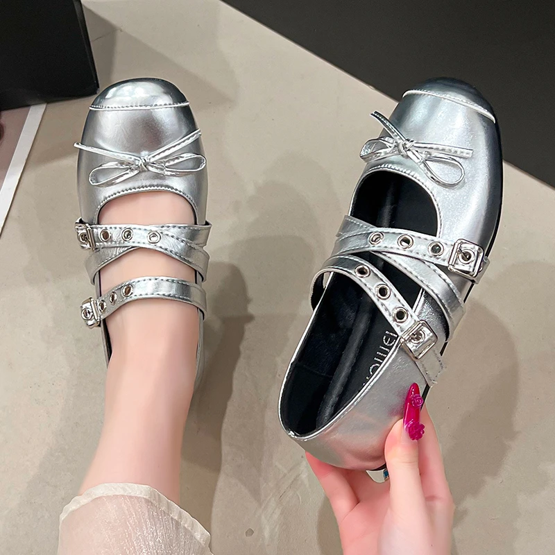 2026 Spring Autumn Butterfly-knot Women Mary Jane Shoes Concise Ladies Ballet Style Shoes Eelgant Internal Elevation Dress Shoes