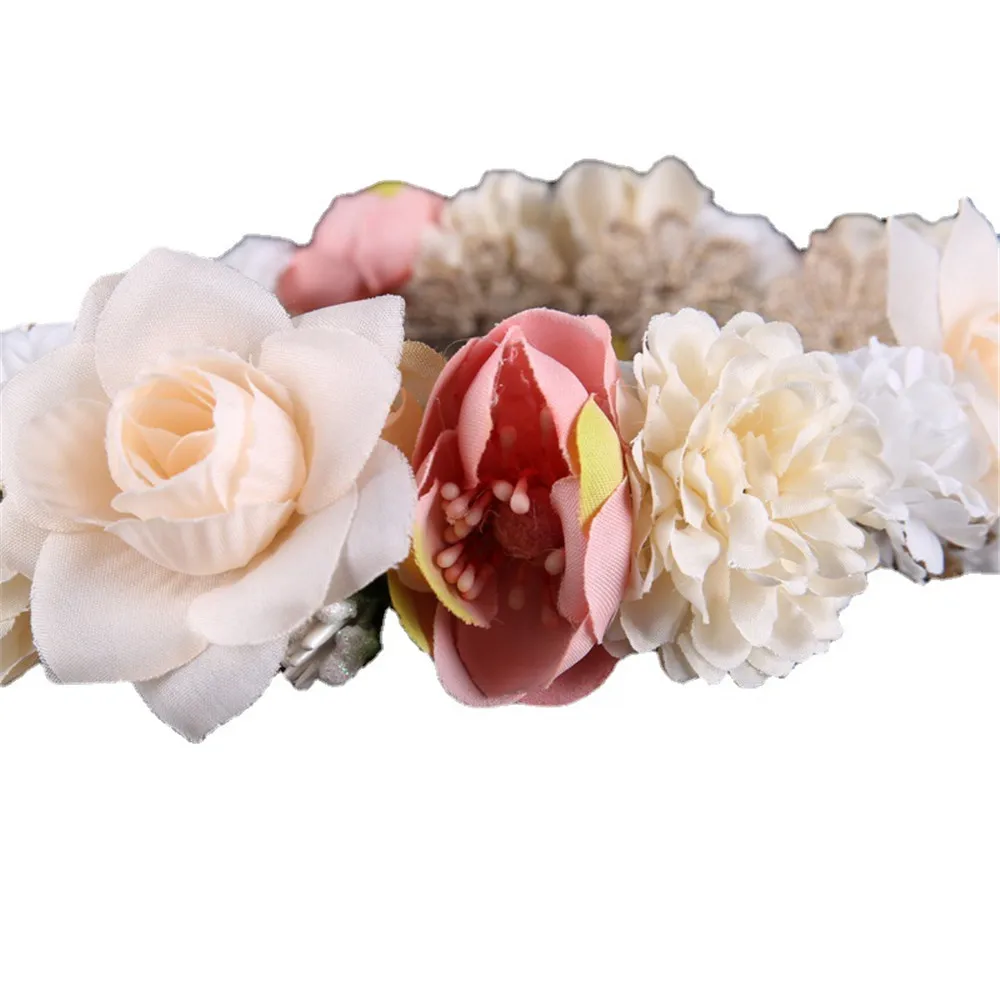 Floral Wedding Wreath Headband Headpiece Hair Accessories Bohemia Women Hairwear Boho Flower Girl