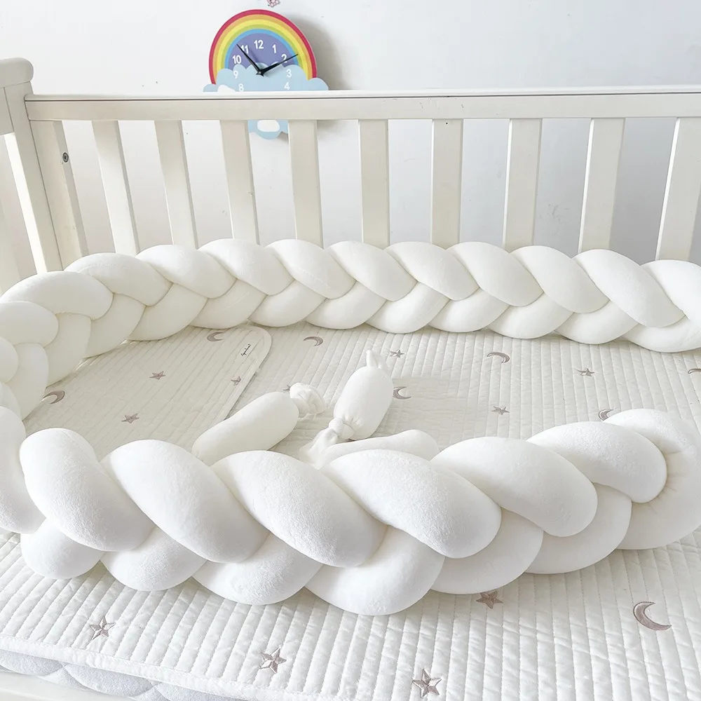 Babybedbumper 3, gevlochten kussen, gevlochten knoopbumper, wiegbumper, wiegbeschermer, babydekoratiekamer