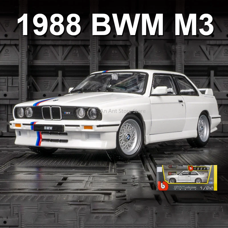 Bburago 1:24 New Style BMW M3 E30 1988 Alloy Model Car Luxury Vehicle Diecast Car Model Toy Classic Collection Gift Decoration