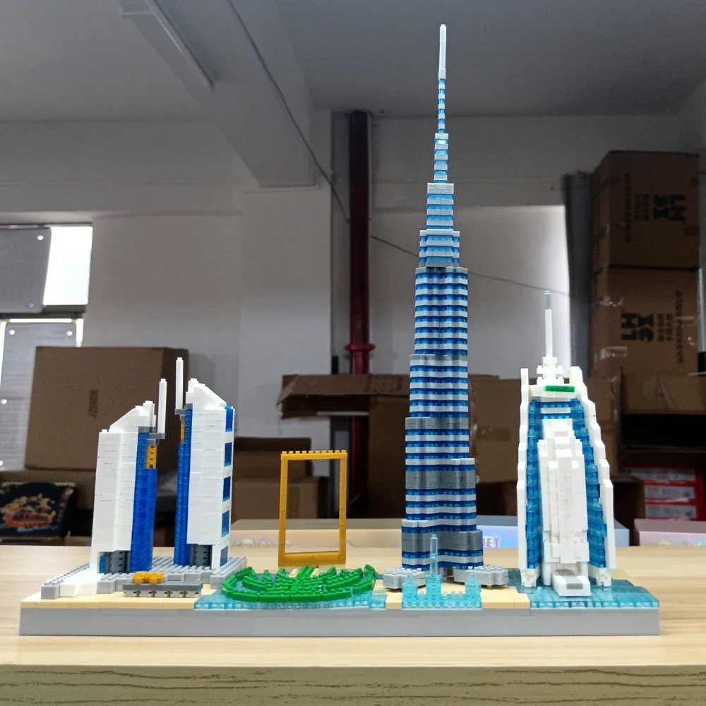 

3D Dubai City Skyline Эйфелева башня Наборы моделей - Набор для сборки микро-мини-кирпичей своими руками, развлечение украшения для домашнего офиса, сувенир для вечеринки
